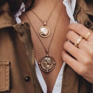 Brass/gold coin necklace adorabke